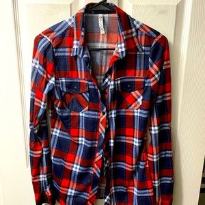lightweight red, white, and blue flannel